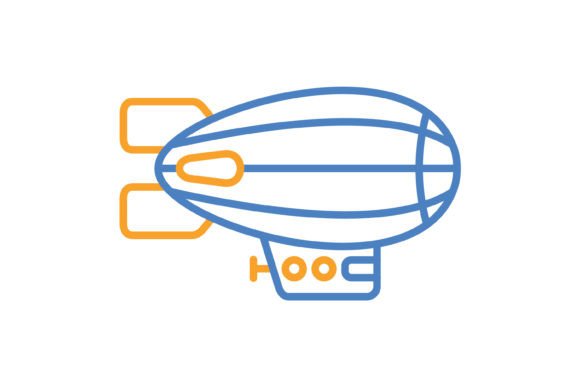 Airship Blue Orange Line Icon: A Versatile Design Asset for Modern Creators