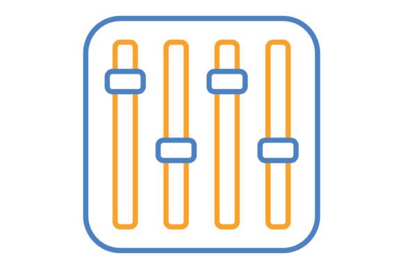 Integrating the Equalizer Blue Orange Line Icon into Your Digital and Print Projects