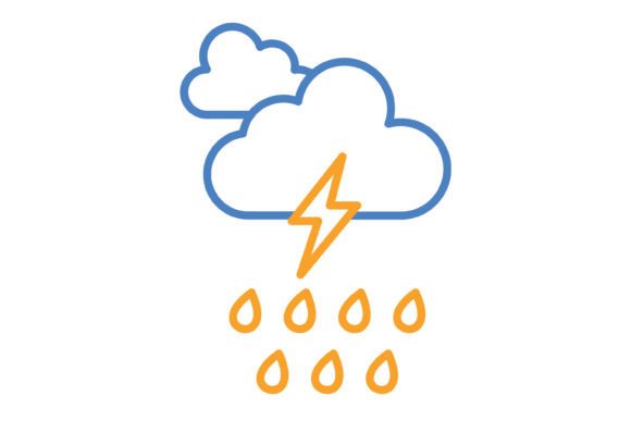 Thunderstorm Blue Orange Line Icon: A Versatile Design Asset