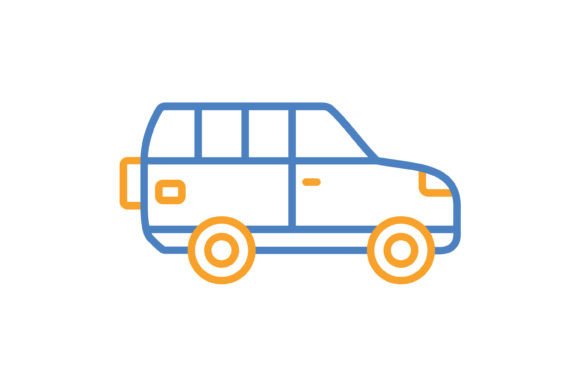 Wagon Car Blue Orange Line Icon: A Versatile Design Asset