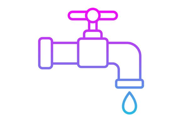 Water Tap Line Gradient Icon: A Modern Design Asset